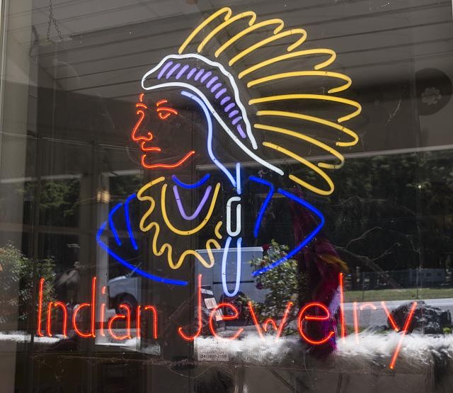 Northern California 1900s Indian Jewelry Neon Sign Redwood Attraction