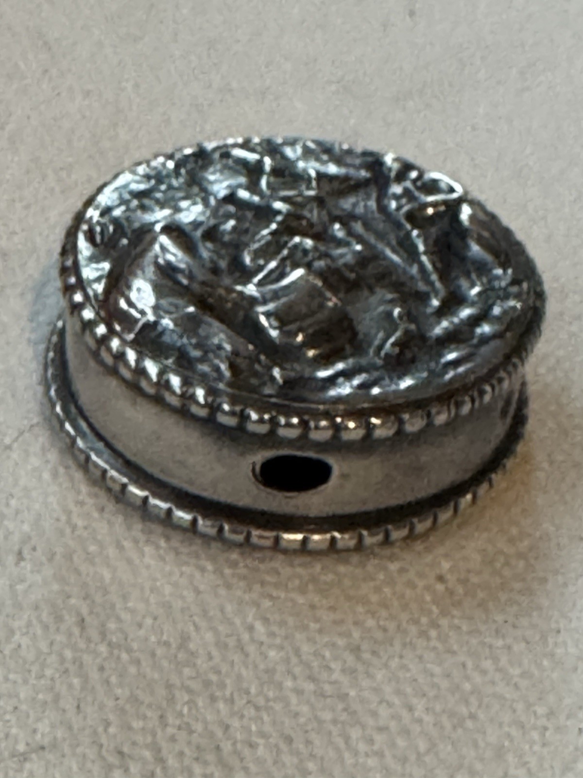 Antique Spritzer & Fuhrmann High Relief Embossed Silver Plate Round Pill Box Antique Spritzer & Fuhrmann High Relief Embossed Silver Plate Round Pill Box