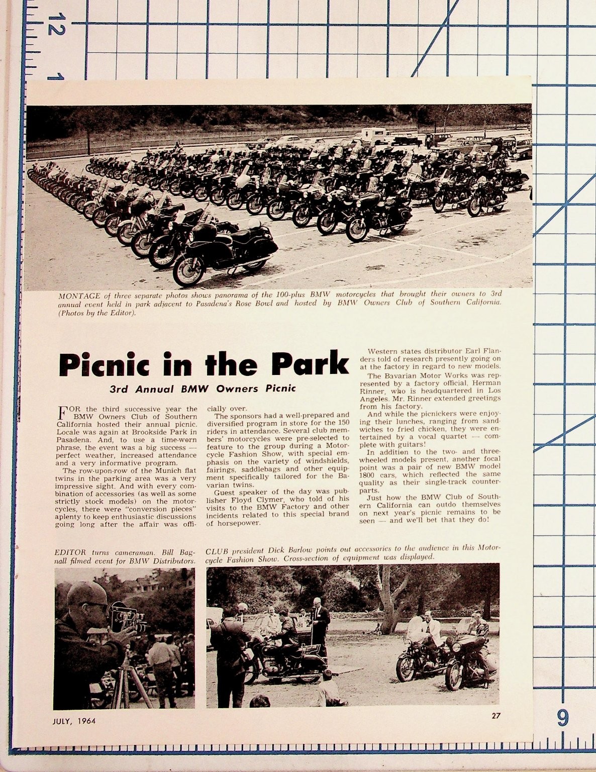 1964 BMW Owners Club Southern California Picnic Pasadena Rose Bowl Article