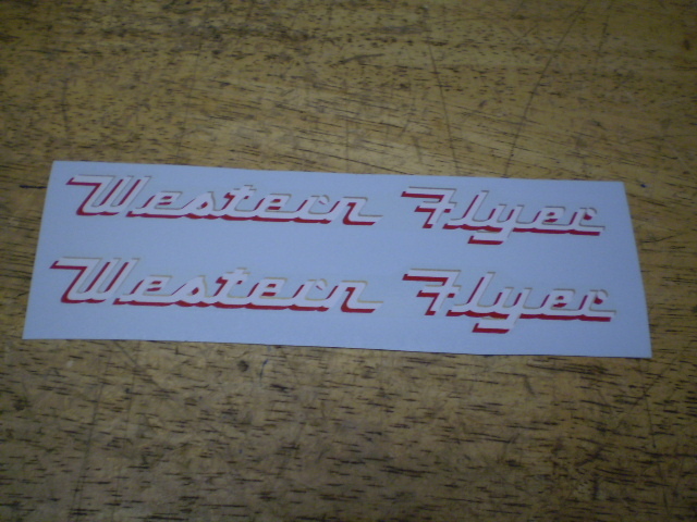 Vintage Western Flyer Bicycle Decal Set White W/ Red Outline