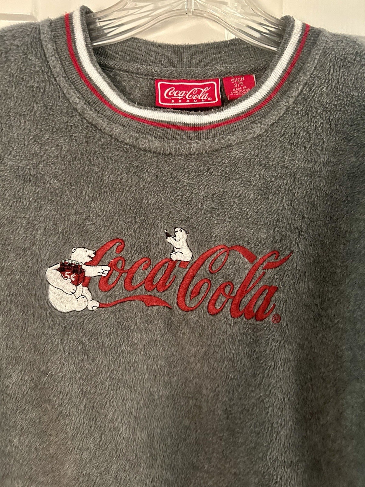 Coca Cola Polar Bears In Bottles Fleece Sweater Pullover Embroidered Logo S/CH Coca Cola Polar Bears In Bottles Fleece Sweater Pullover Embroidered Logo S/CH