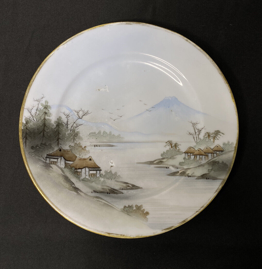 Hand Painted Morimura Nippon Scenic Mountain Lake Hut Collectible Plate 7-1/2”