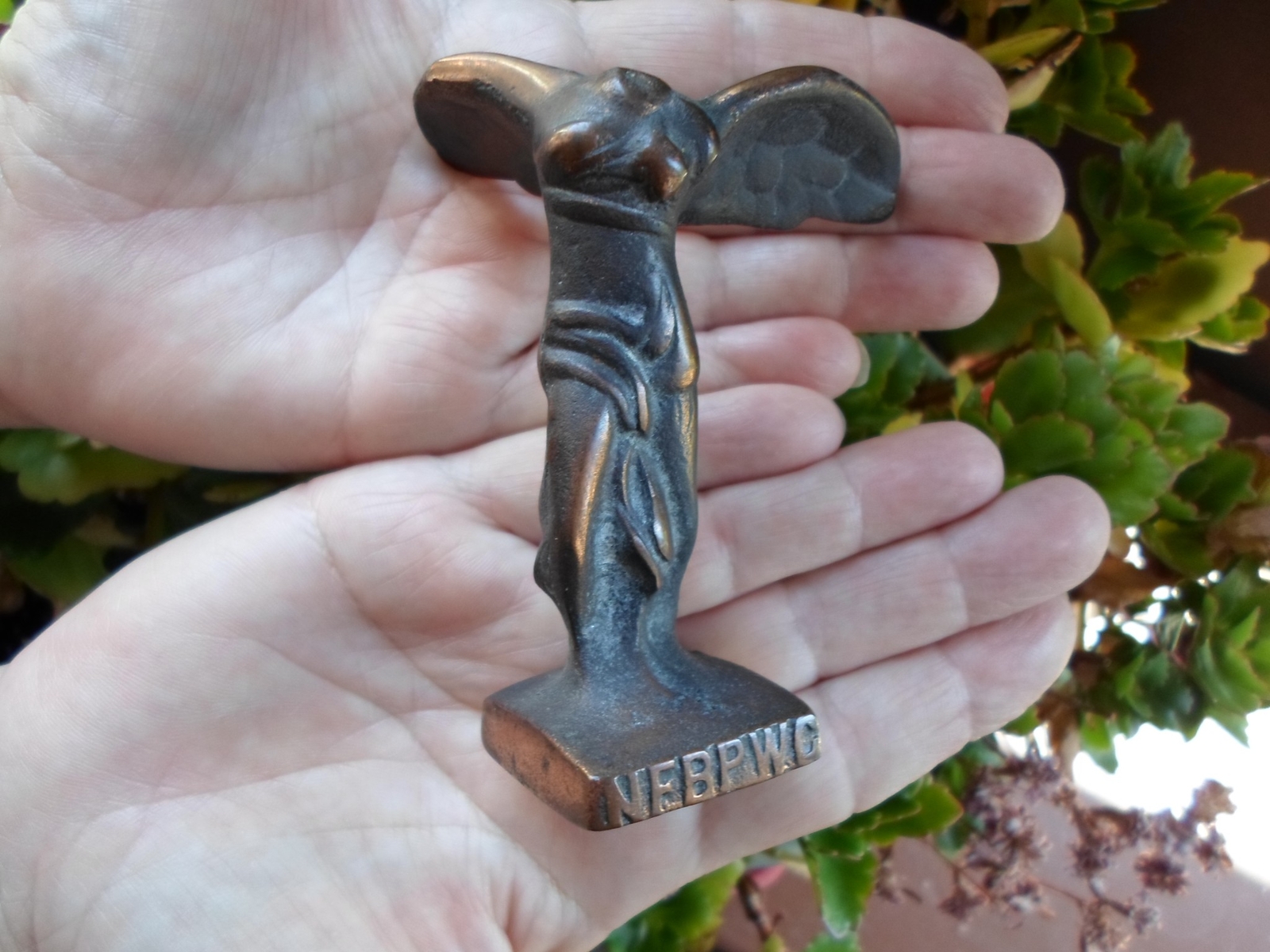 Vtg. NFBPWC headless angel CAST IRON FIGURINE - Nike Goddess Victory paperweight