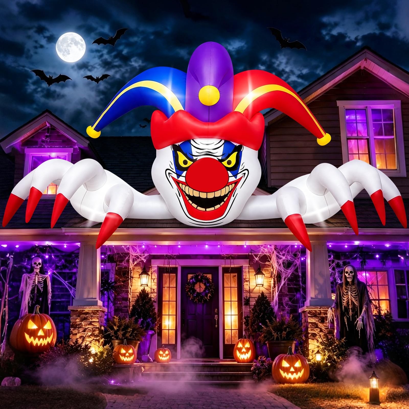 Kalolary 11FT Long Halloween Inflatable Clown Outdoor Decorations