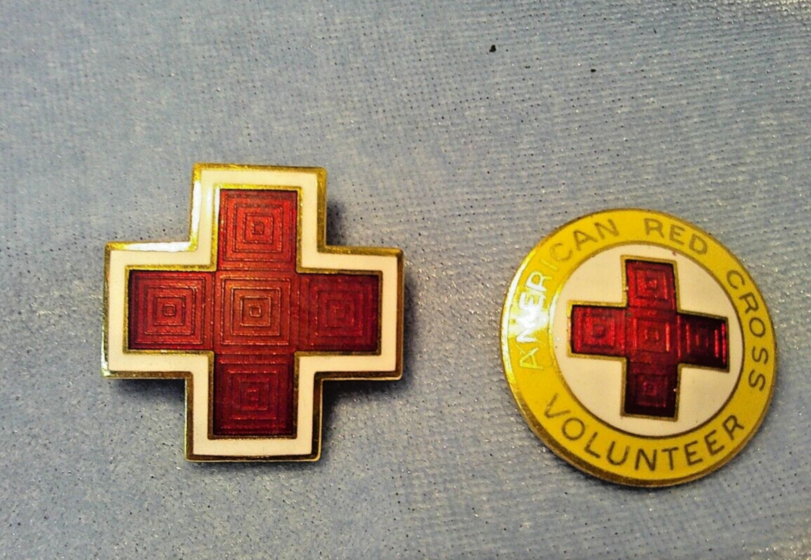 Vintage Red Cross pins set of 2