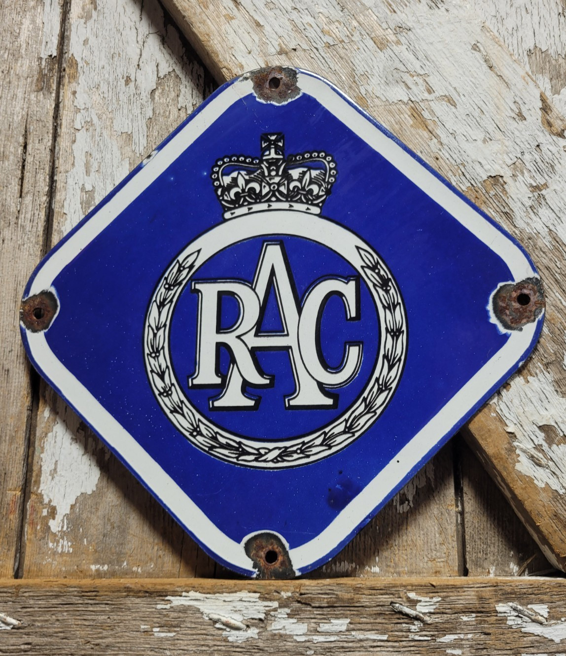 VINTAGE ROYAL AUTOMOBILE CLUB PORCELAIN SIGN OLD BRITISH RAC CAR MEMBERS PLAQUE