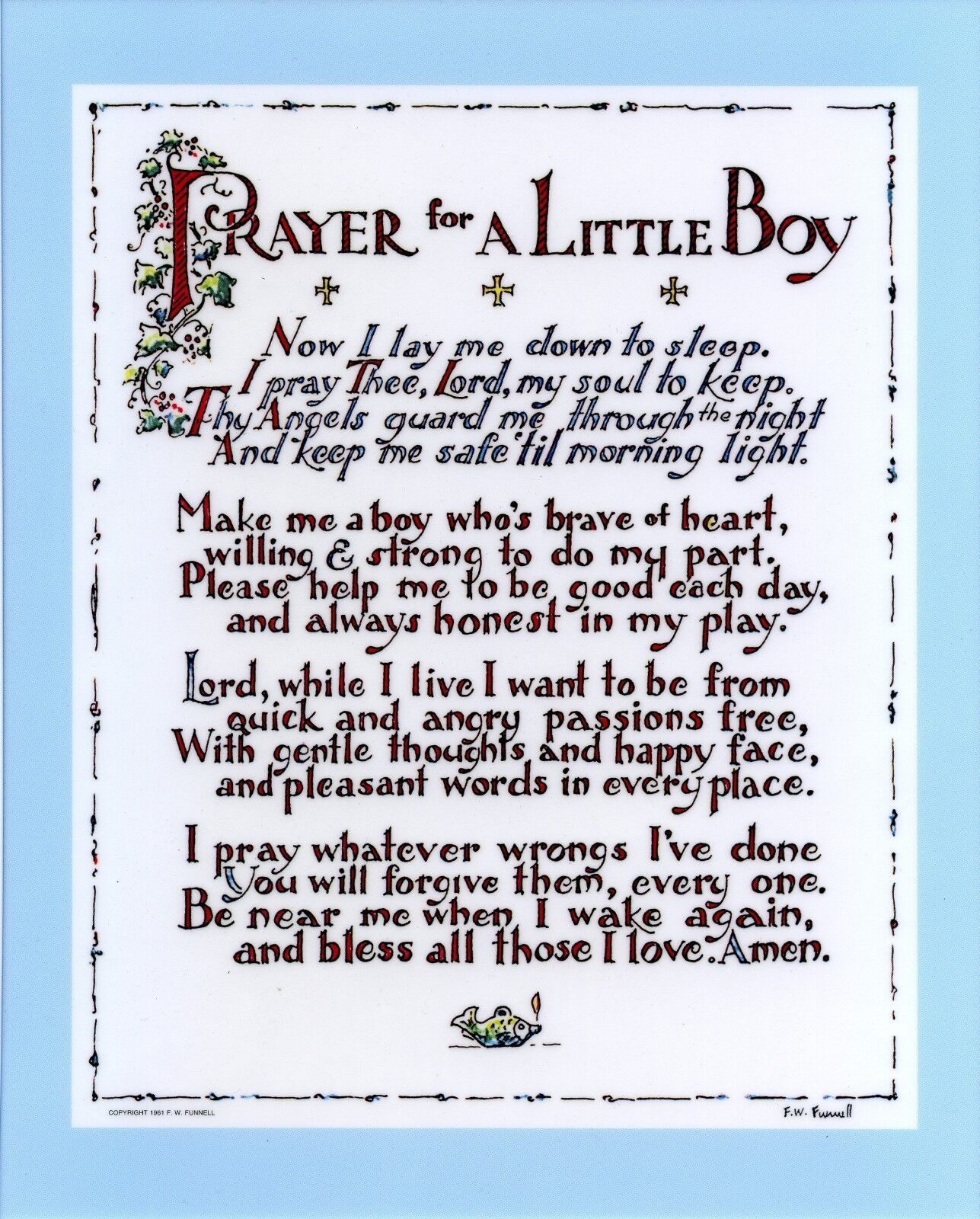 Catholic print picture - LITTLE BOY PRAYER  -   8\