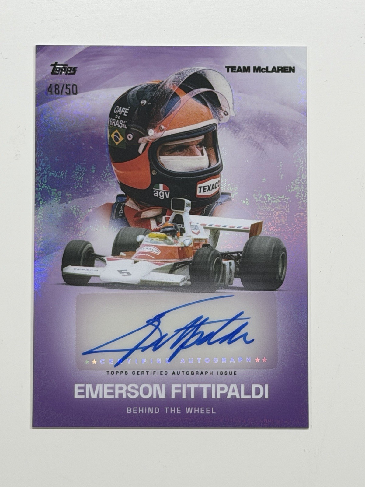 Topps McLaren Racing 2026 F1 Emerson Fittipaldi Behind the Wheel Auto /50