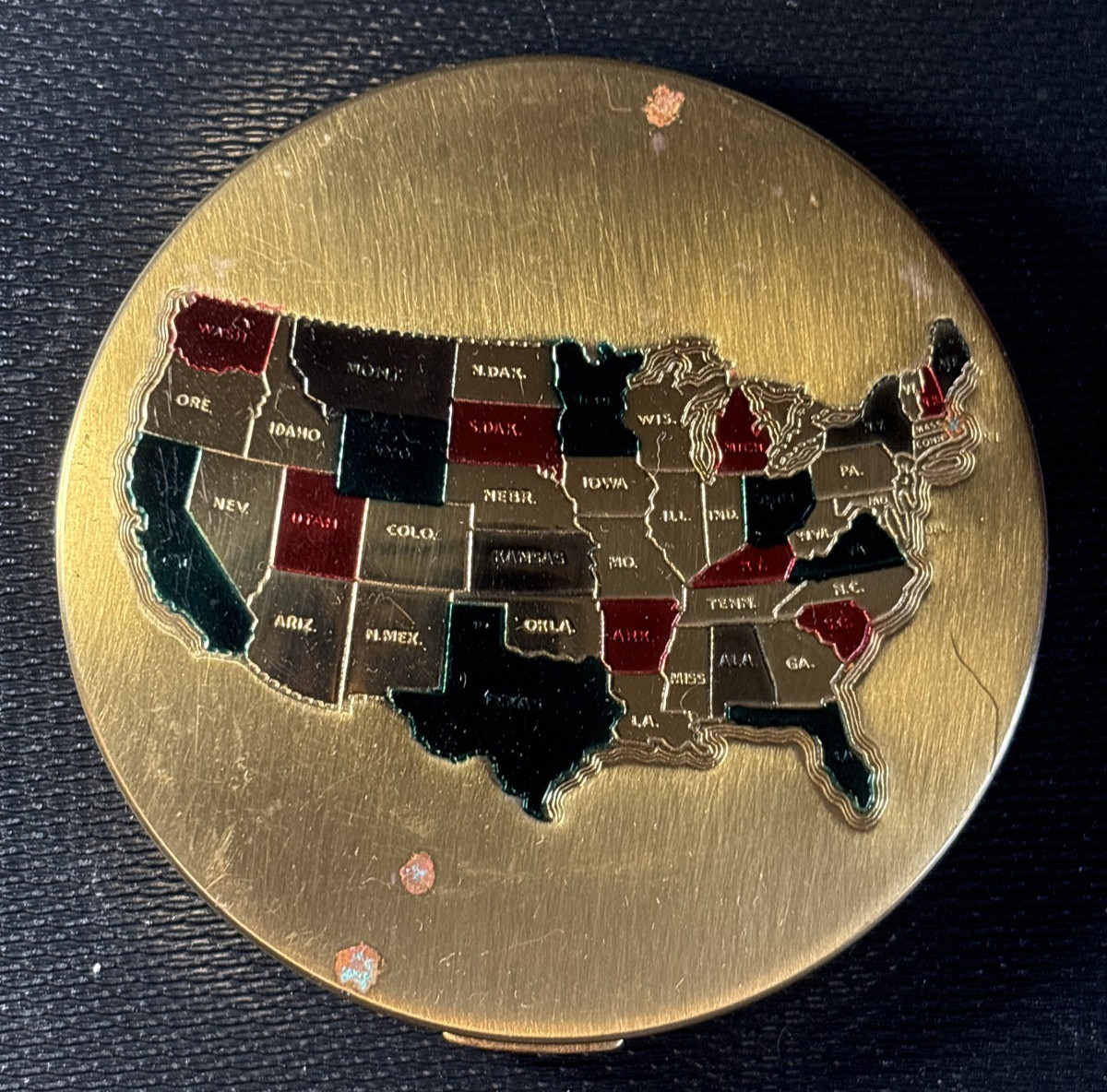 Majestic Vintage Powder Compact USA Map 1950s-1960s