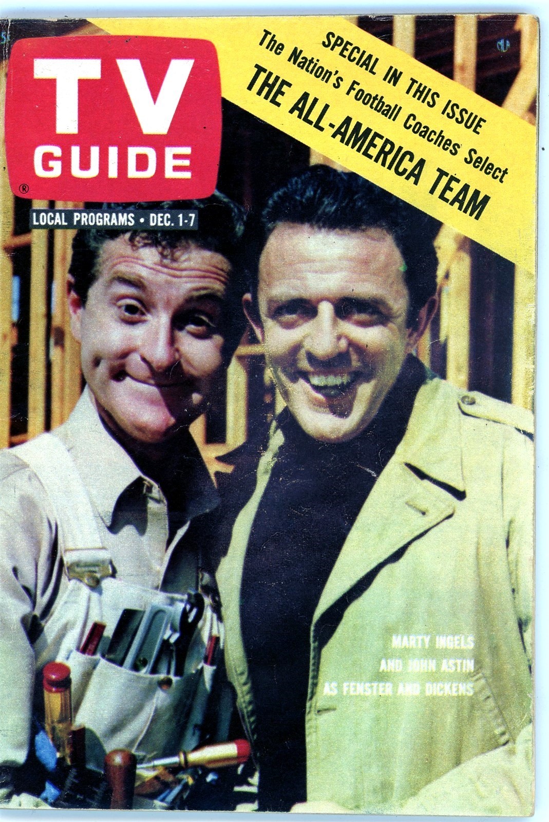 MAG: TV Guide 12/1/1962-John Astin & Marty Ingels cvr--No label-NEWSTAND EDITION