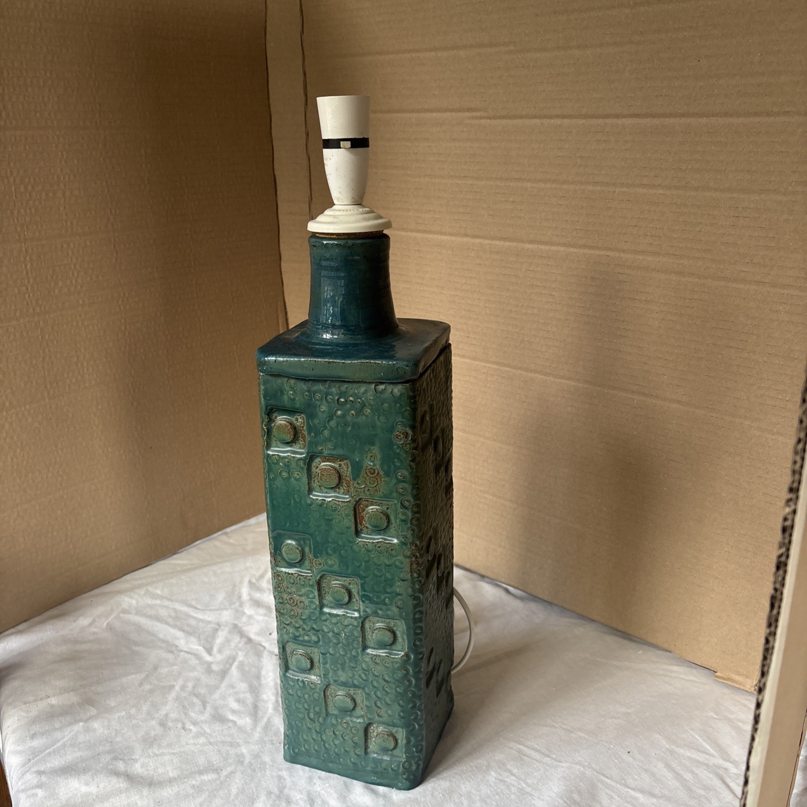 Vintage mid century 1970s Green/Turquiose Ceramic Table Lamp