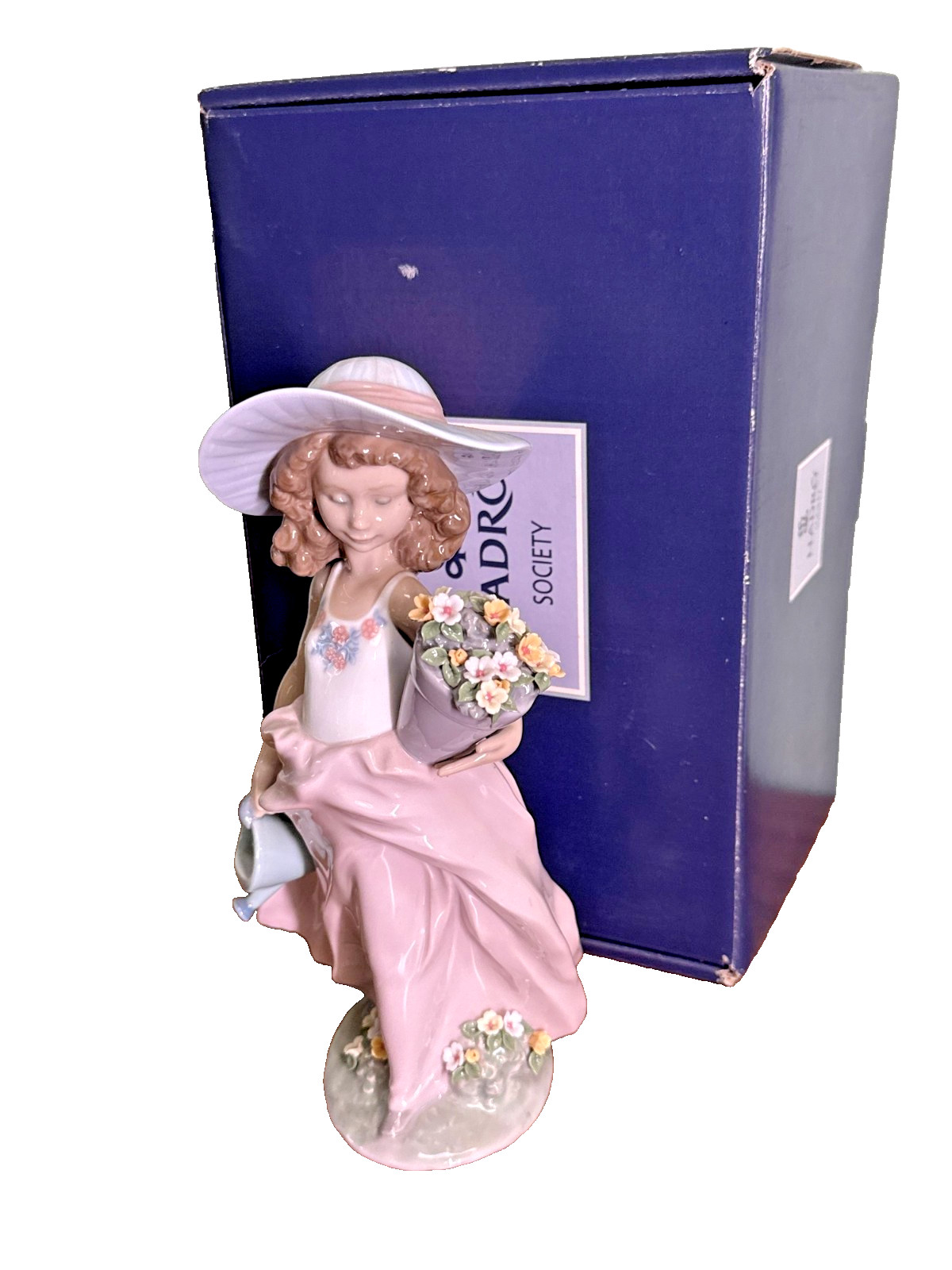 1999 Lladro A Wish Come True 7676 Figurine Girl Flowers Watering Can Mint Boxed