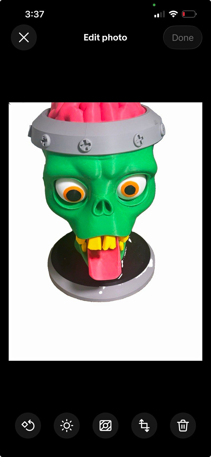 Zombie Head Figure Green Exposed Pink Brain Gray Headband Multicolor