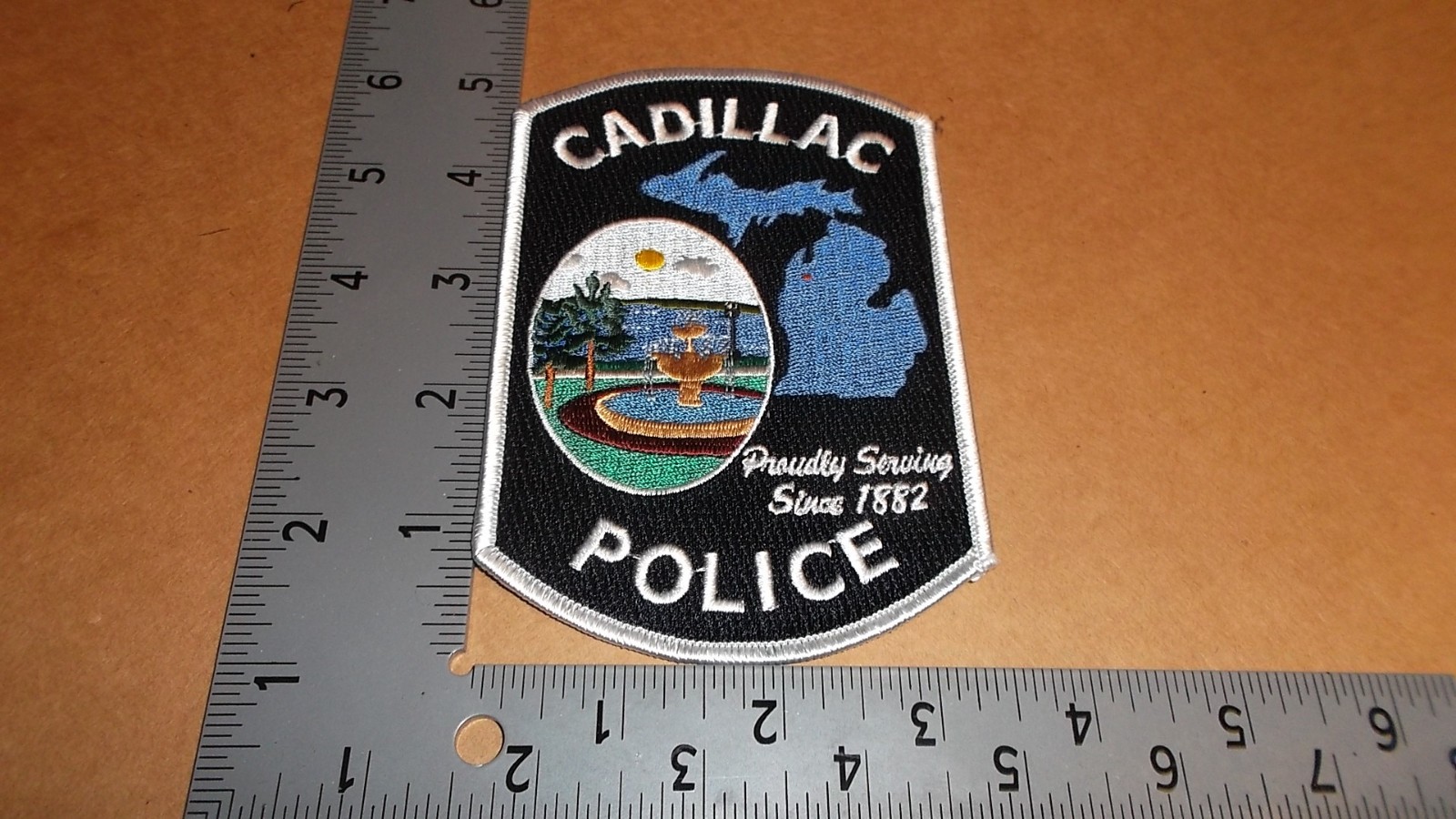 Cadillac Police Patch~Michigan~MI~Brand New~Mich~Proudly Serving Since 1882~