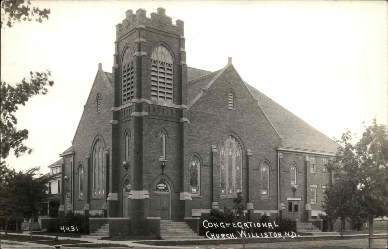 Williston North Dakota ND Congregational Church Real Photo Vintage Postcard