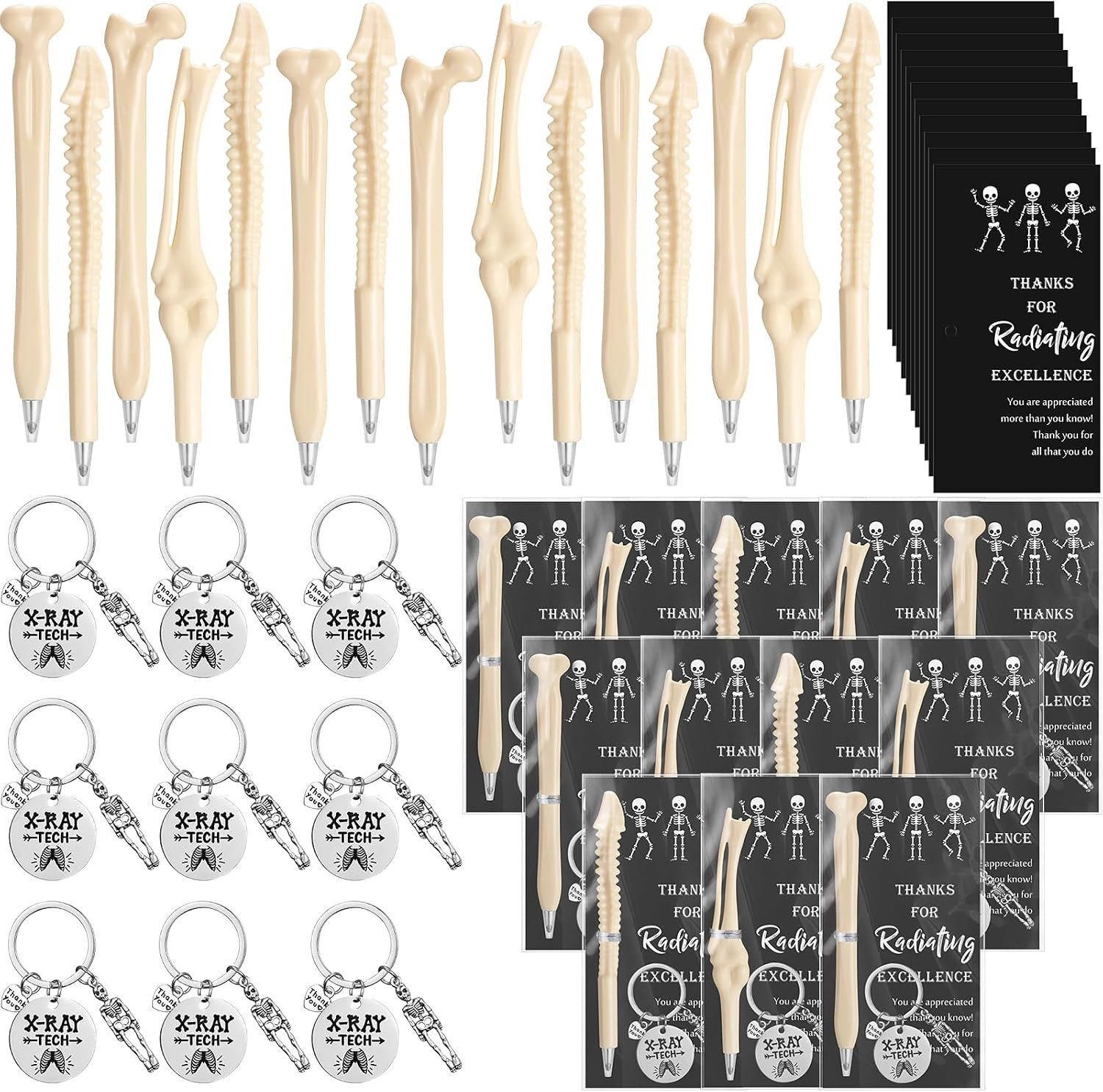 10 Set Rad Tech Week Gifts Bulk Bone Pen Keychain Thank You Card