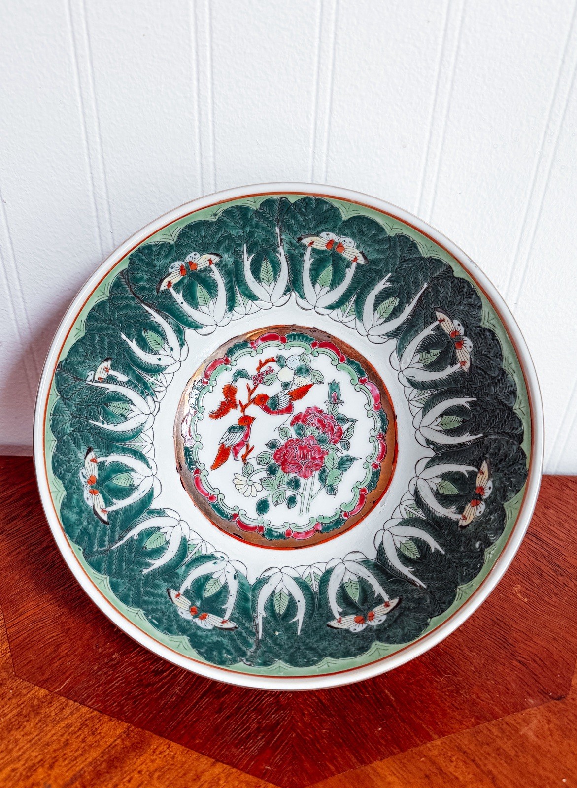 Vintage WBI Chinese Bok Choy Bowl w/ Birds and Flowers 8”