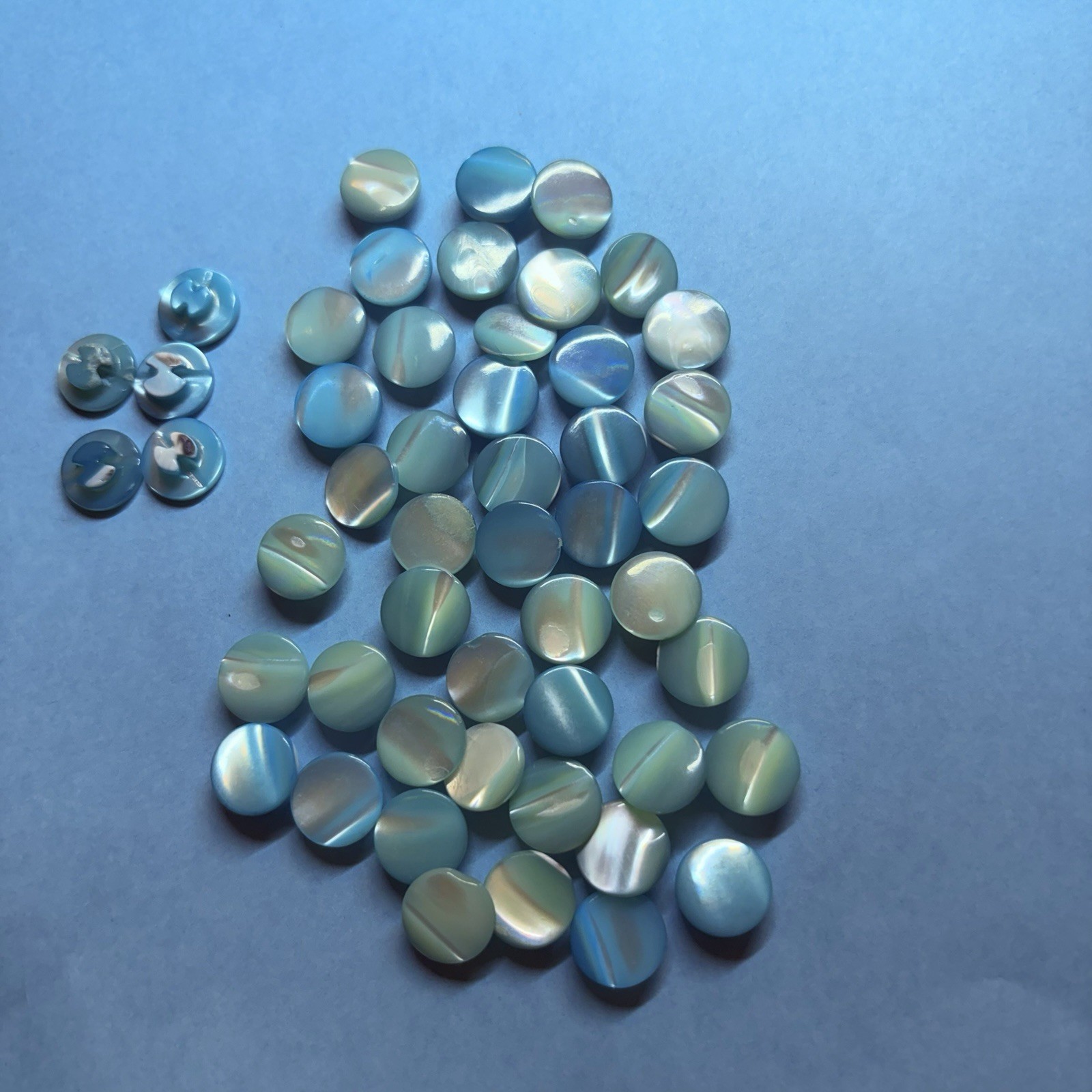 Vintage Aqua Turquoise Buttons Shank Back retro Teal Swing Jewelry Bulk Lot 50