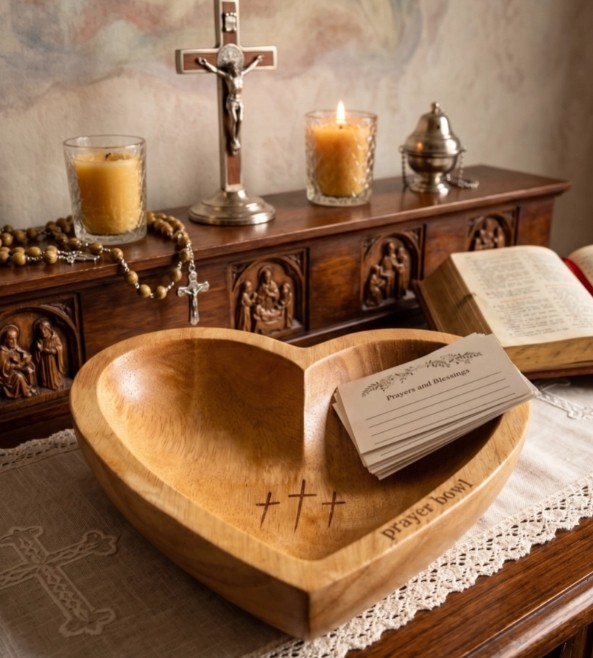 Heart Shaped Wooden Prayer Bowl