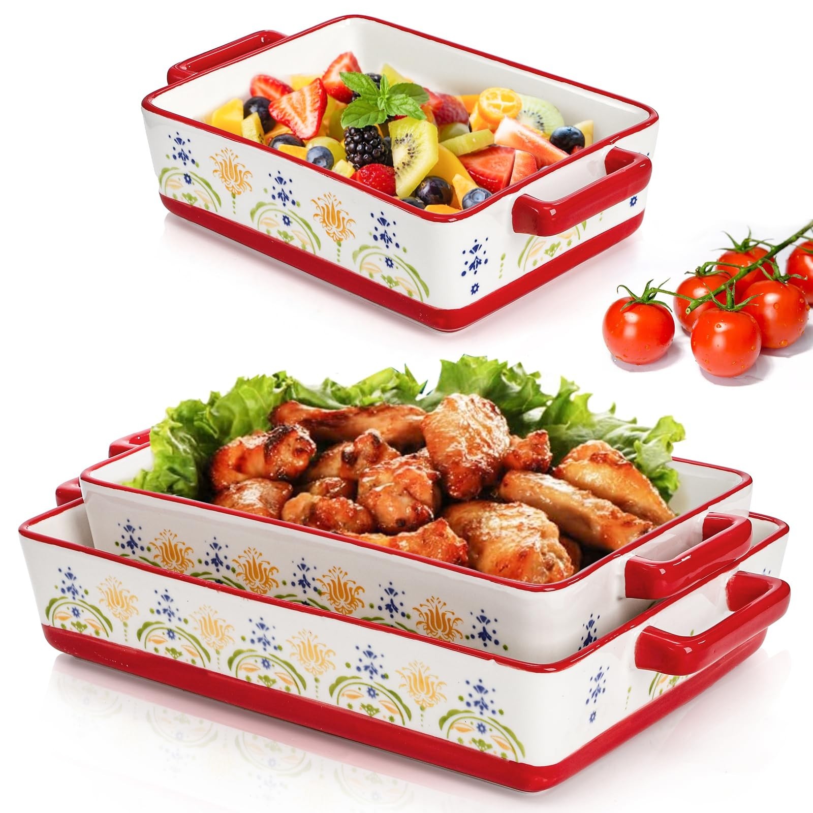 WRINGKIT Set of 3 Ceramic Baking Dishes, Rectangular Casserole Dish for Oven,... WRINGKIT Set of 3 Ceramic Baking Dishes, Rectangular Casserole Dish for Oven,...