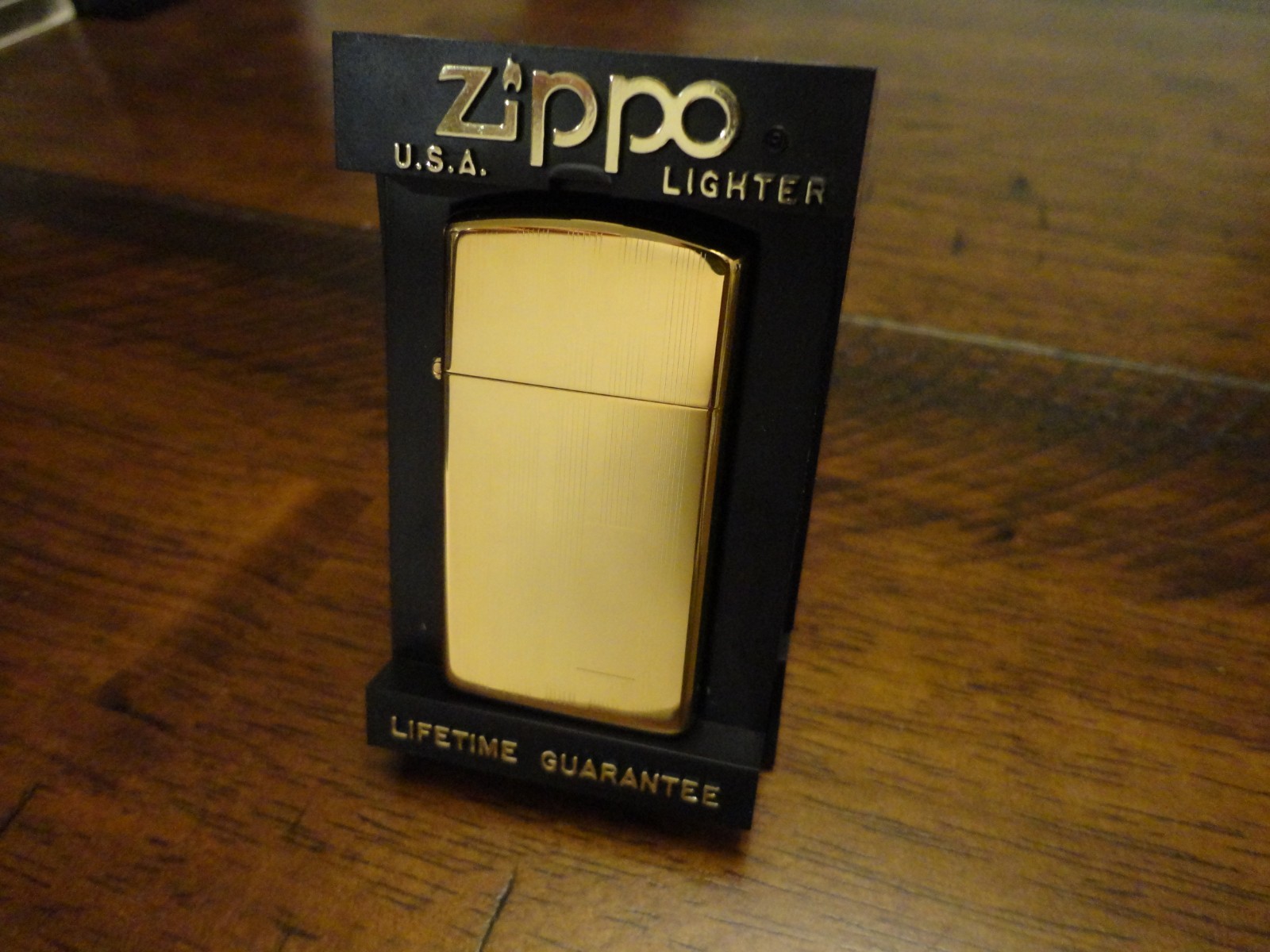 GOLD PLATE RIBBON SLIM MODEL #1614 ZIPPO LIGHTER MINT IN BOX 1995