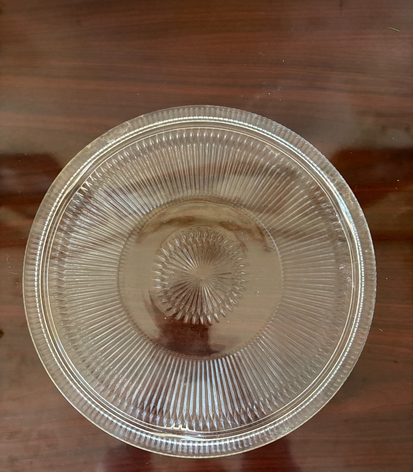 Footed cake plate, Ribbed Crystal Glass
