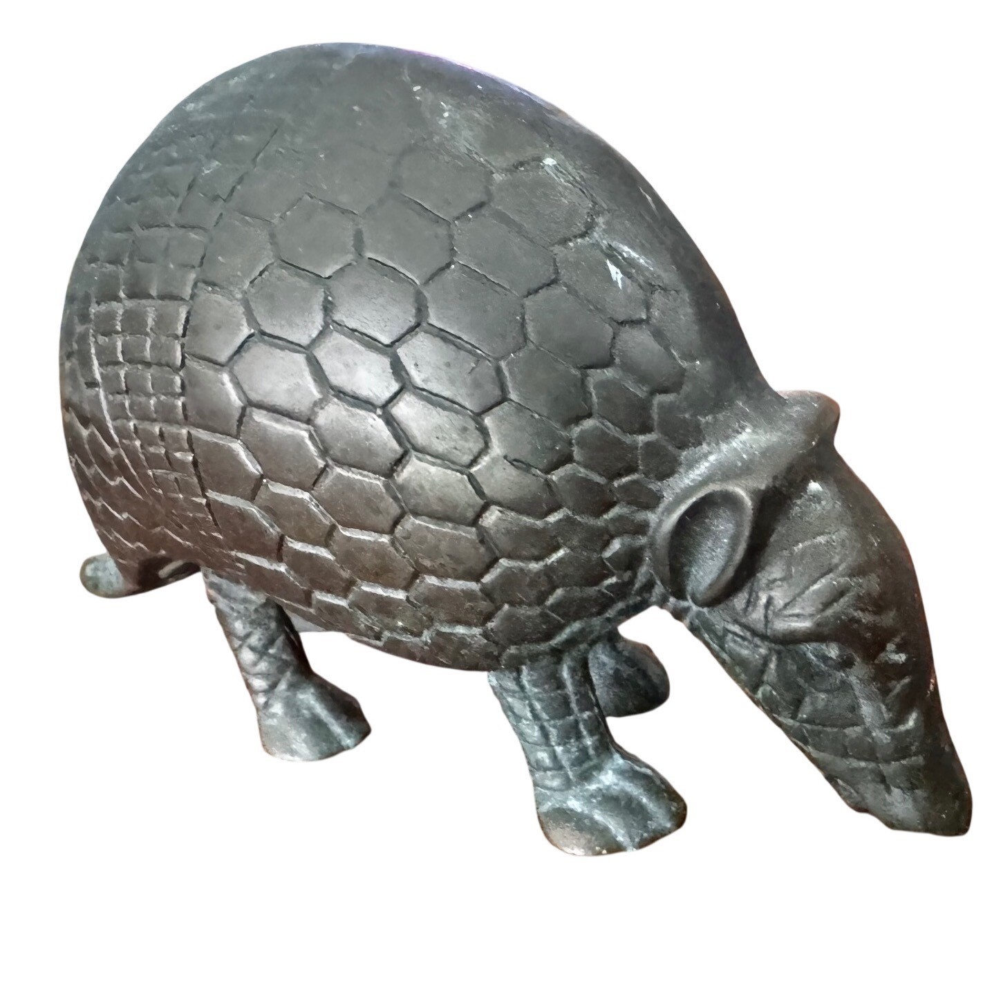 Vintage Solid Brass Armadillo Figurine Heavy Sculpture Patina 5.5x3.5\