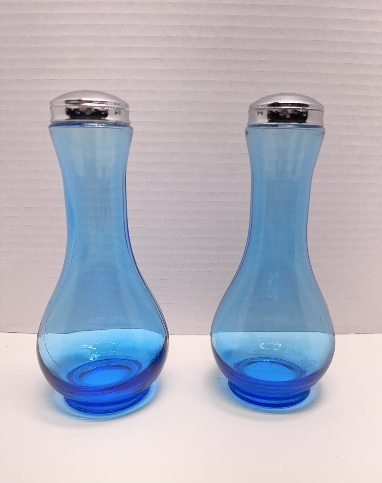 VTG Rare VIKING GLASS Bluenique Smoothie Large Salt & Pepper Shaker Set
