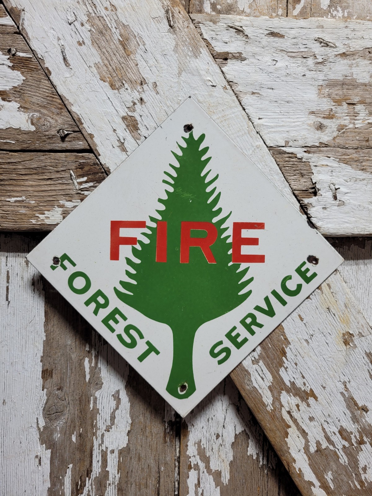 VINTAGE US FOREST SERVICE PORCELAIN SIGN OLD PARK RANGER FIRE FIGHTER PREVENTION