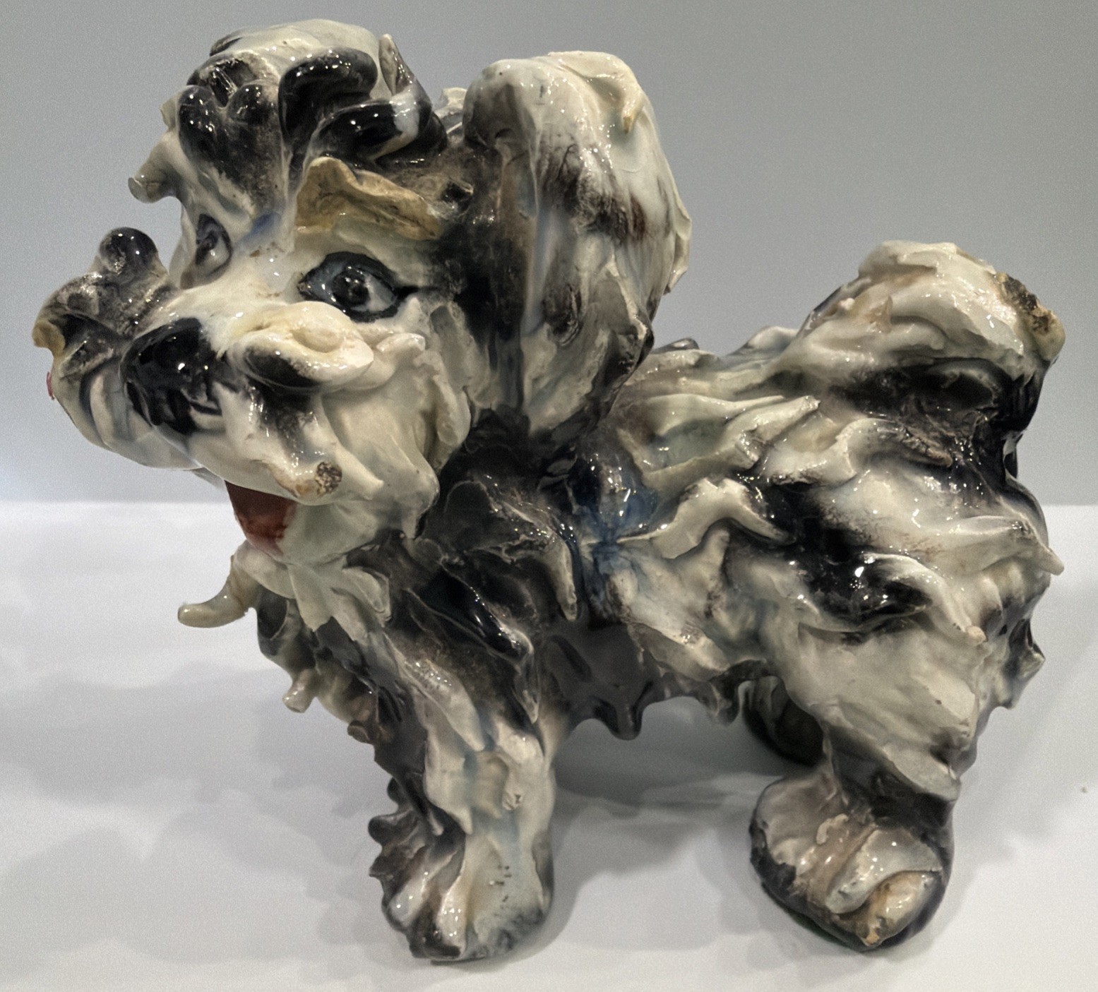 Vintage Italian Spaghetti Dog Terrier Figurine Black & White 5