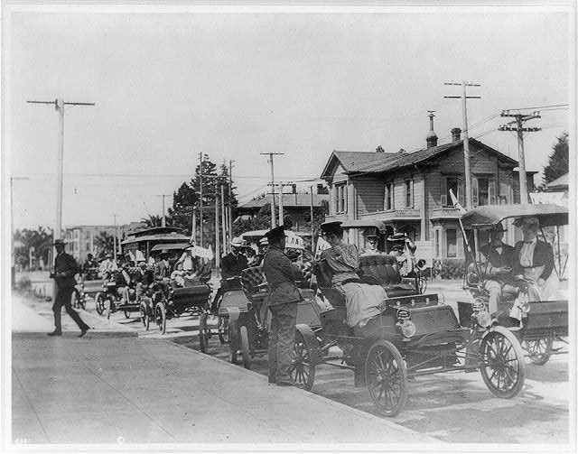 Los Angeles CA 1928 Auto Club Gathering Broadway South from Ninth Women