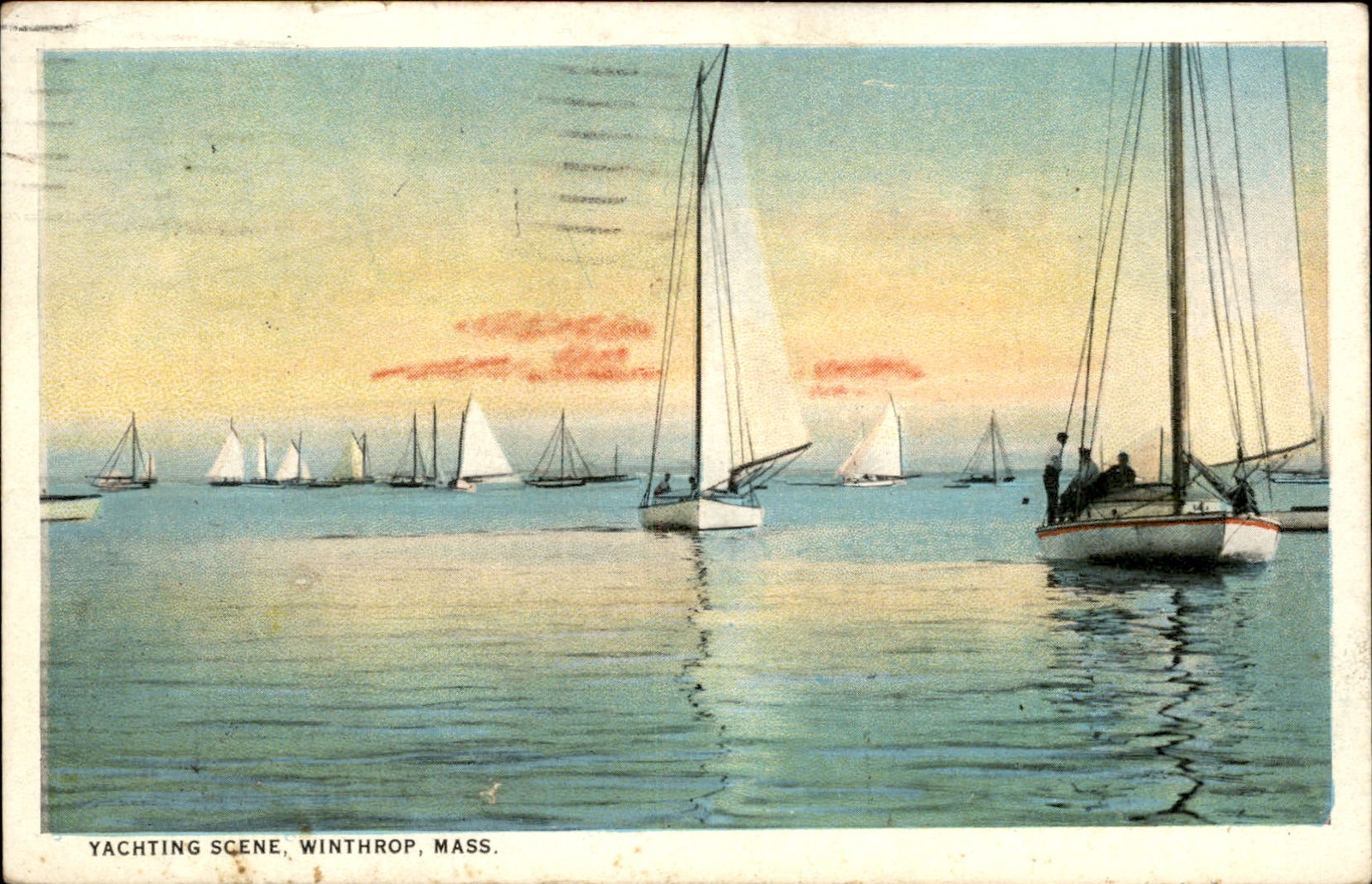 Winthrop Massachusetts MA Yachting Scene c1910s Vintage Postcard
