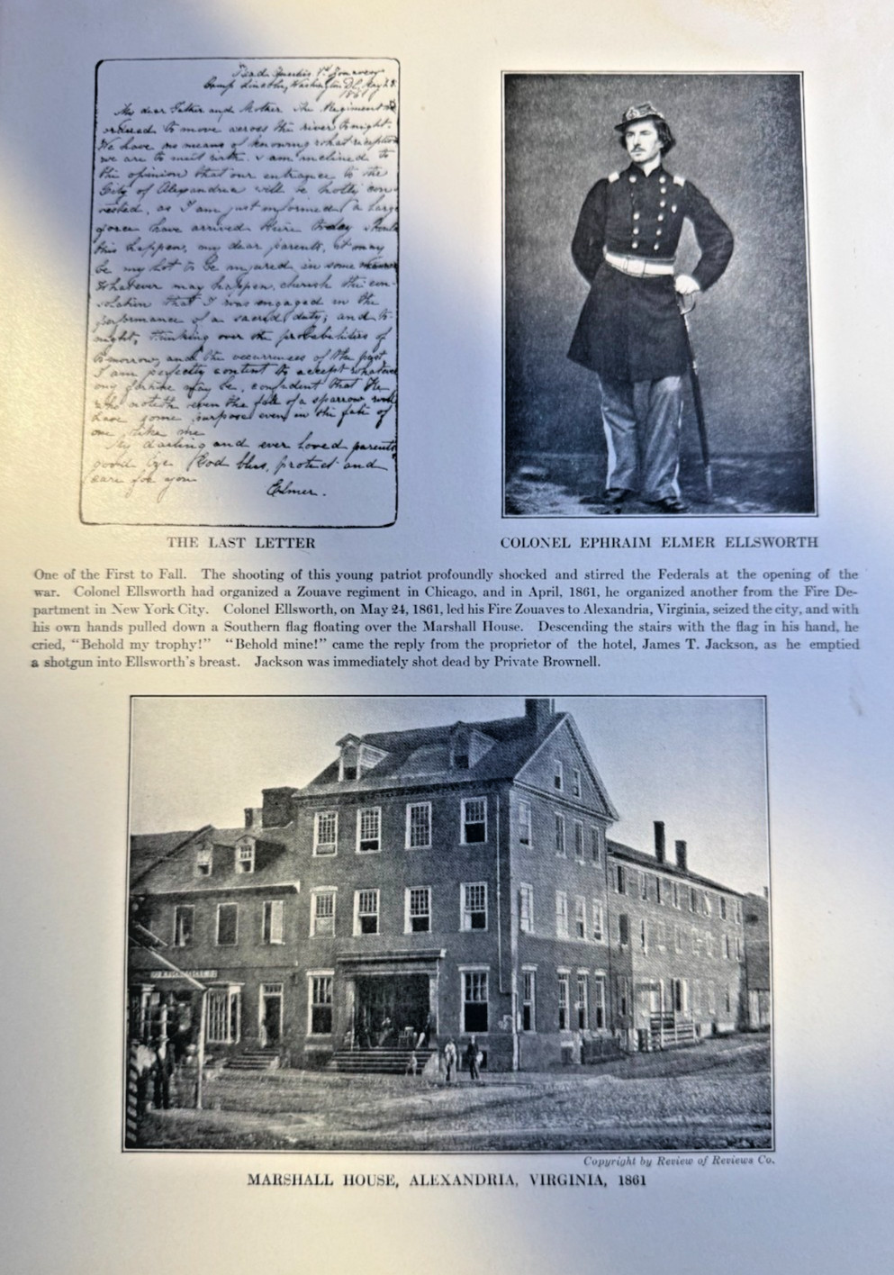 1912 Illustration Colonel Ephraim Elmer Ellsworth Marshall House Alexandria VA