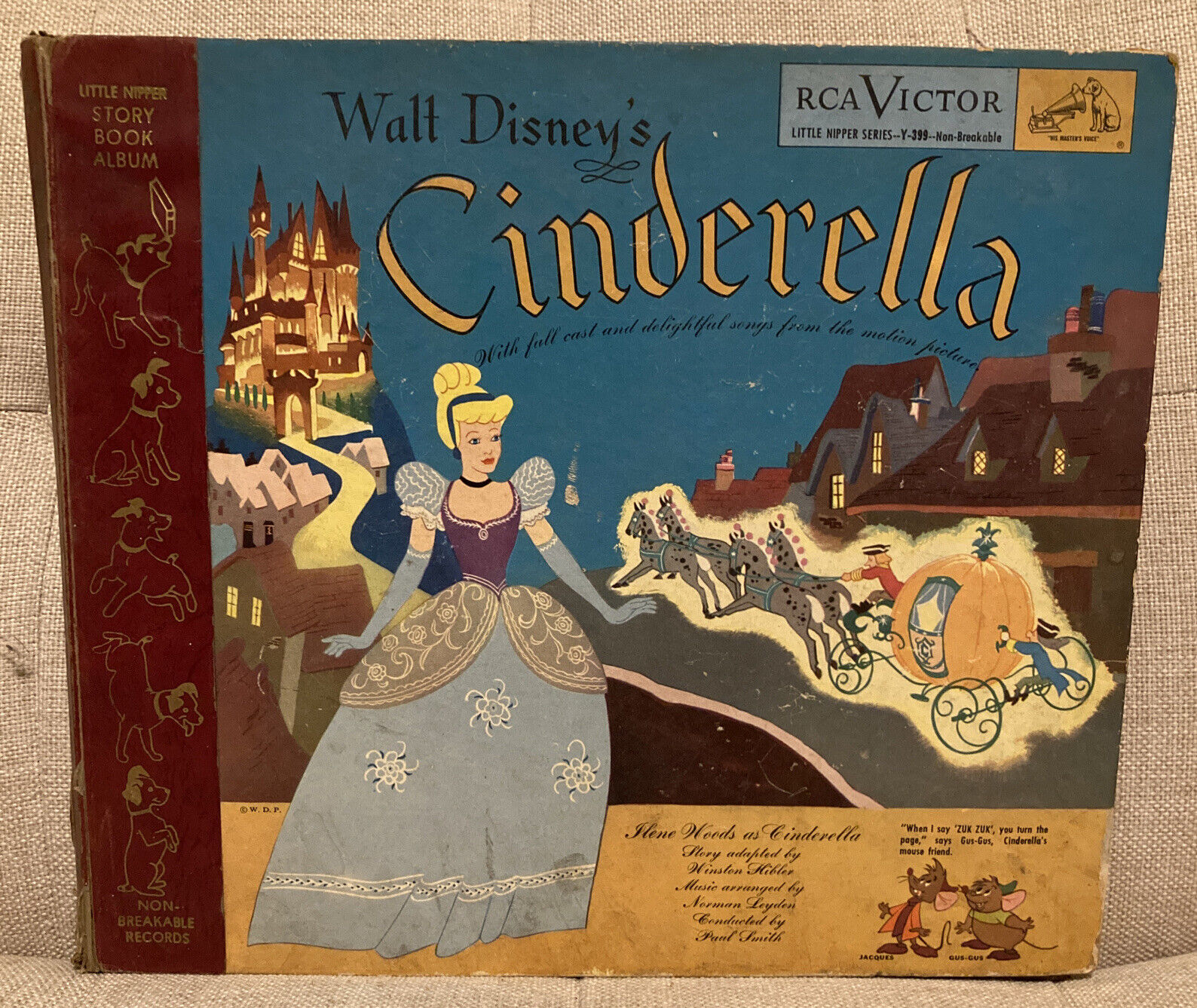 Walt Disney’s Cinderella Vintage 1949 Storybook Album. RCA Little Nipper Series