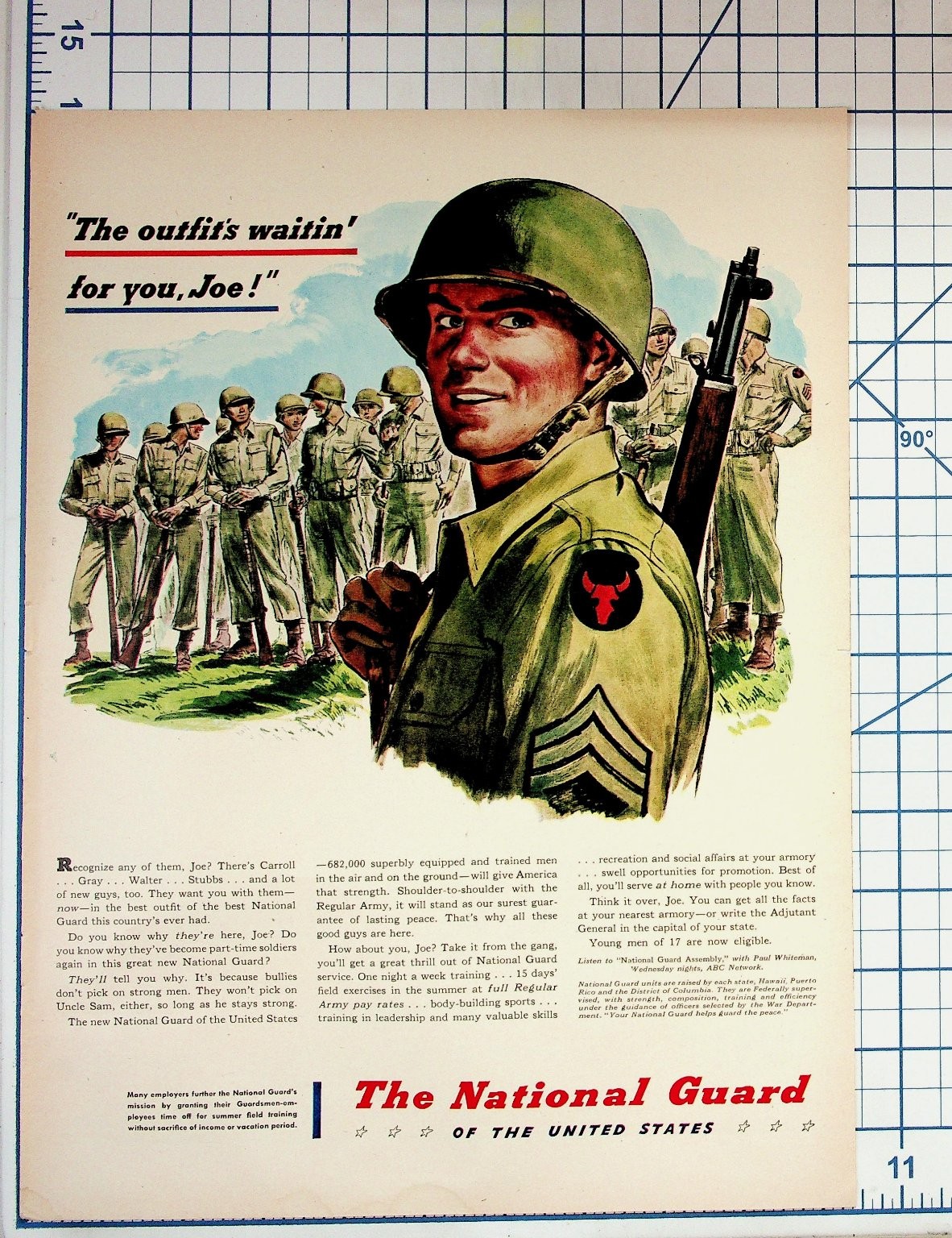 Vintage 1950s National Guard Recruitment Ad \