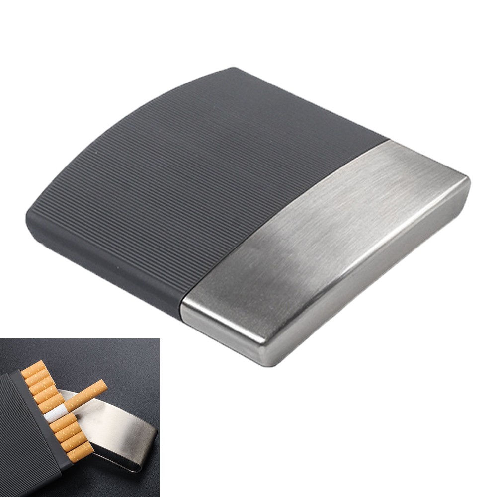 Arched Men\'s Cigarette Case 10 Pack Smoke Control Ultra-thin Stainless Steel US