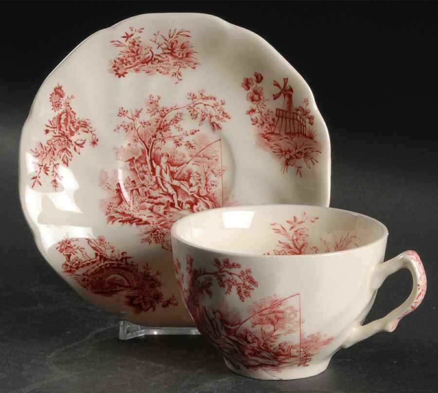 Johnson Brothers Pastorale Toile De Jouy Pink Cup & Saucer 282503