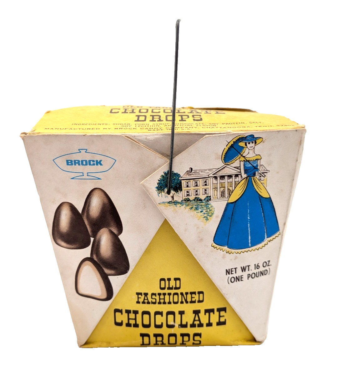 Vintage Brock Old Fashioned Chocolate Drops Candy Box Pail Chattanooga TN 1960s Vintage Brock Old Fashioned Chocolate Drops Candy Box Pail Chattanooga TN 1960s