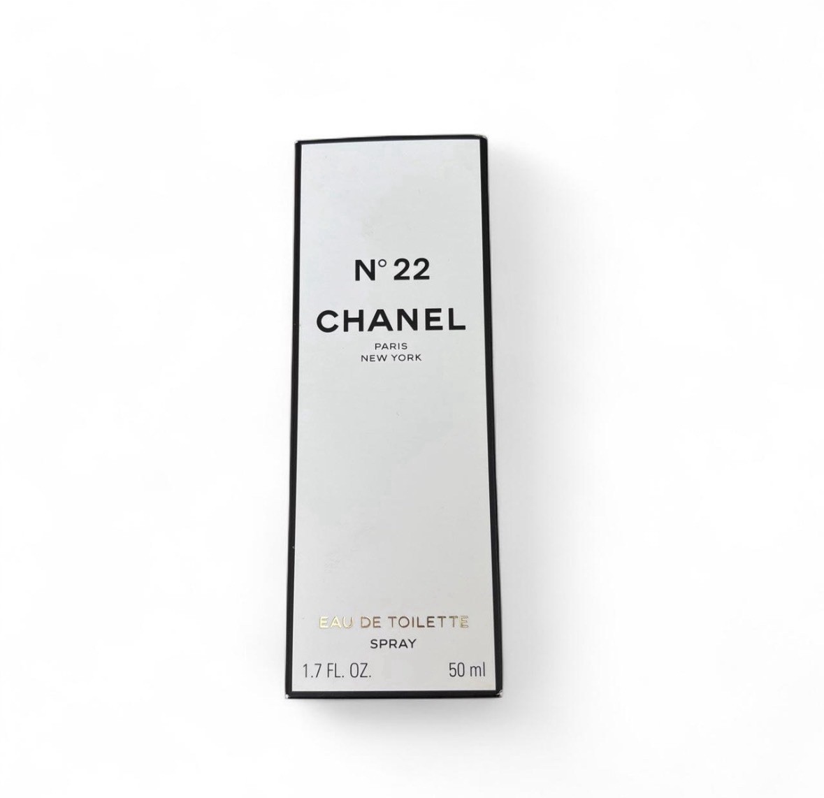 VINTAGE 1990s Chanel No. 22 Perfume with White and Gold Case 50ml EDT RARE