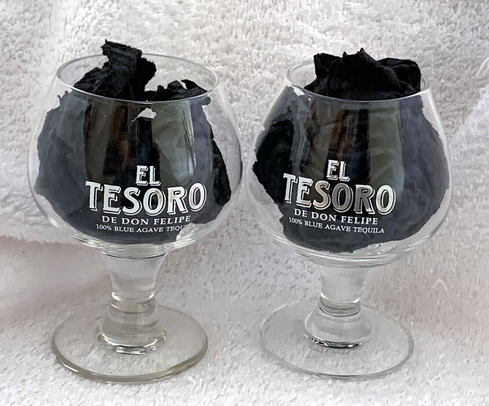 2 New El Tesoro Tequila De Don Felipe 6 oz Stemmed Snifter Cocktail Glasses 