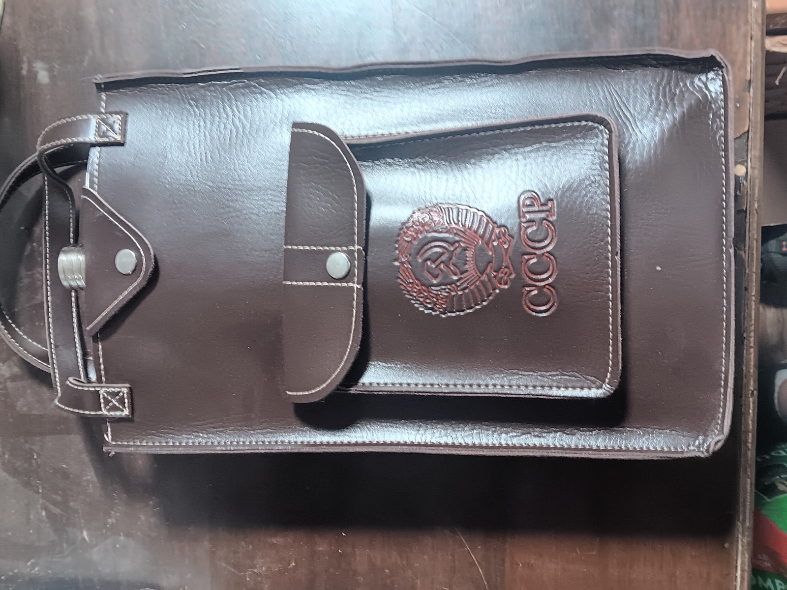 Vintage Soviet Communist Giant Flask 178oz Faux Leather Pouch CCCP USSR