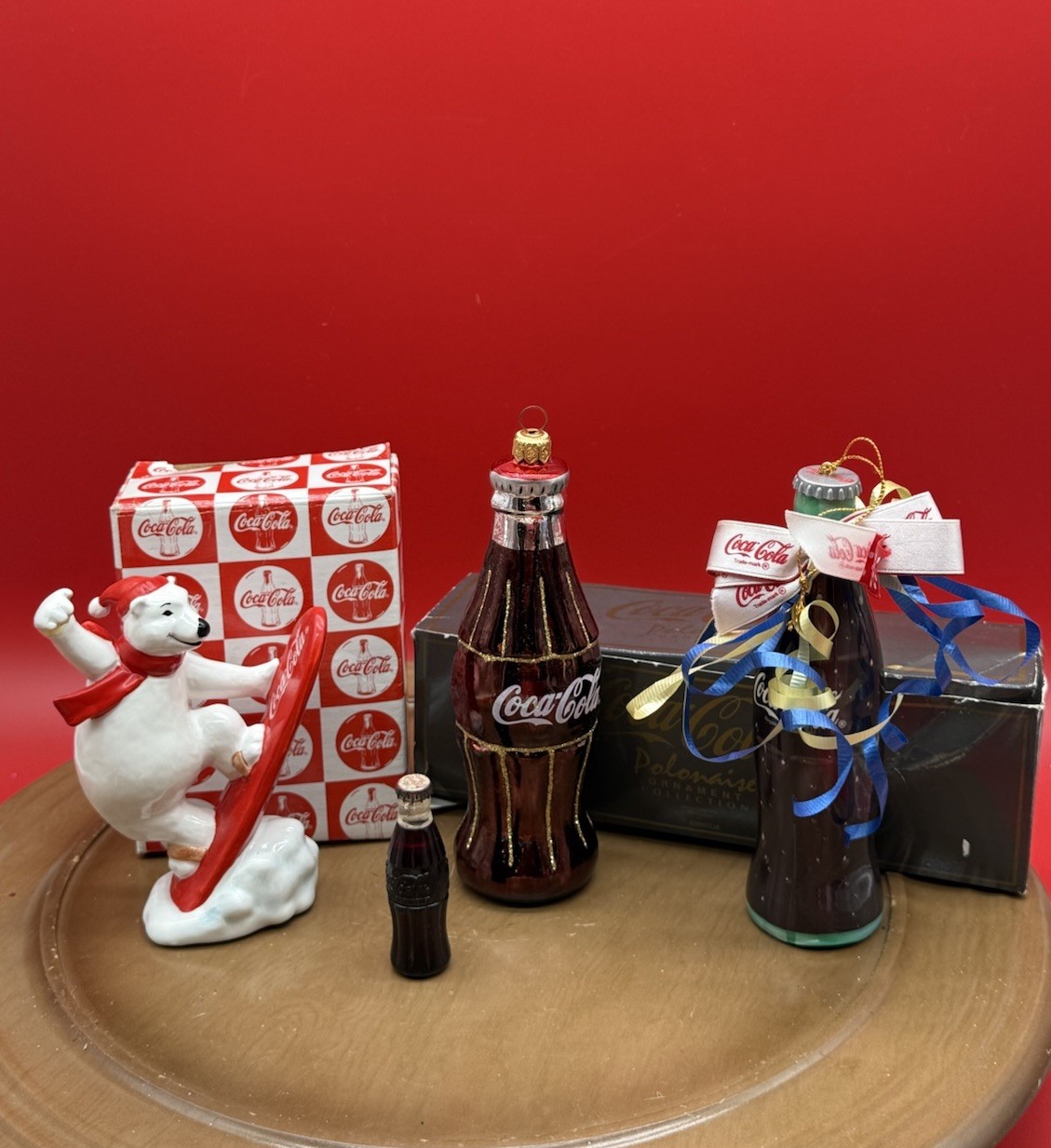 Collectible Vintage Coca Cola Ornaments Figurines X4
