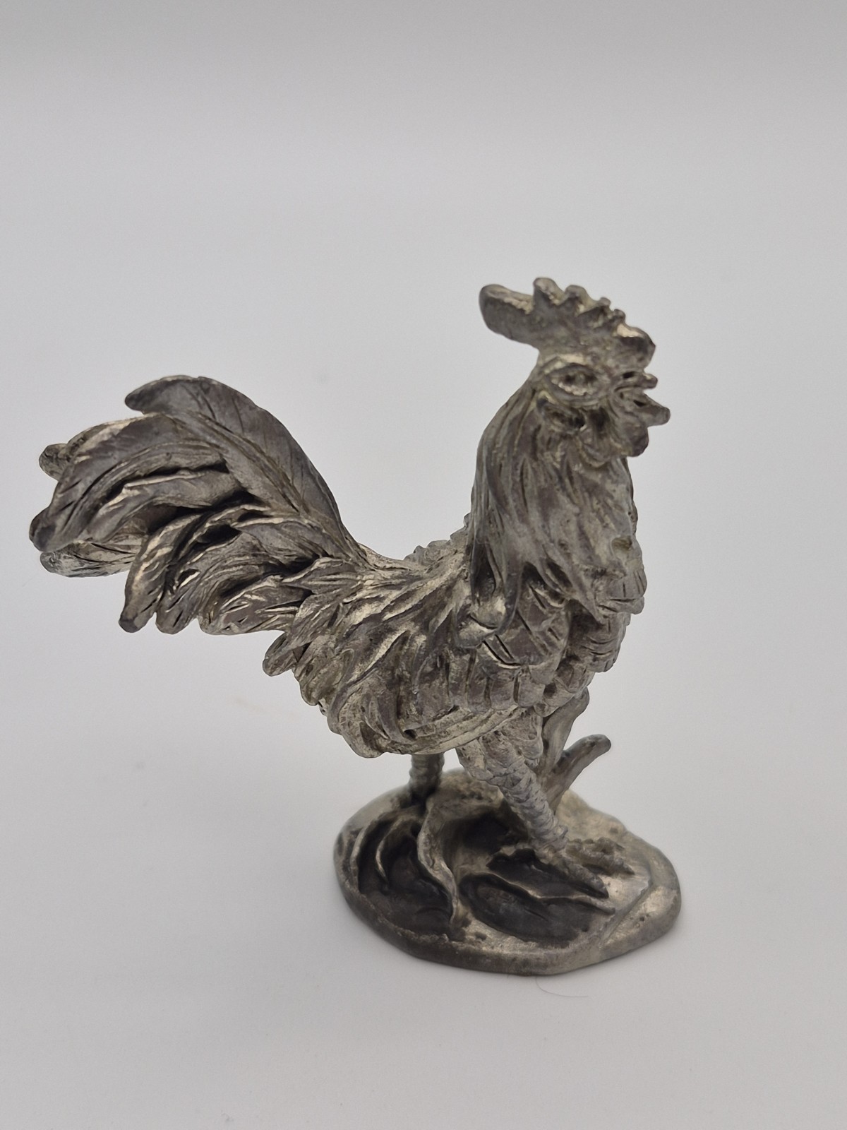 Pewter Rooster Very Intricately Designed Nice Looking Figurine