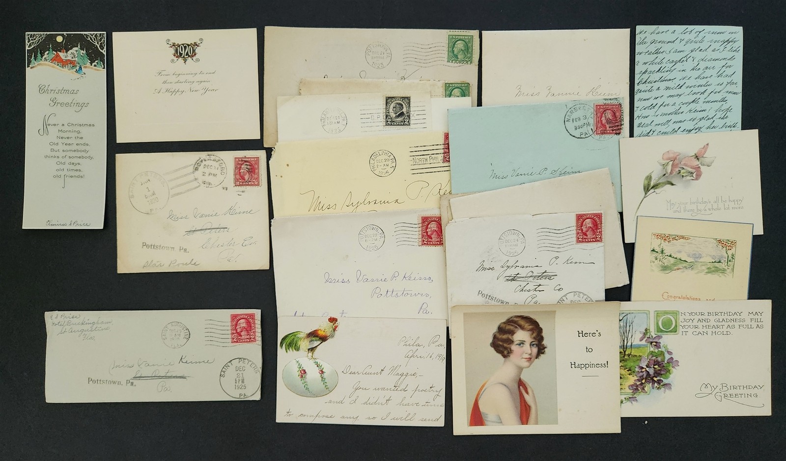 vintage FAMILY VANIE KEIM Chester Co pa Letters Cards Invitations Ephemera