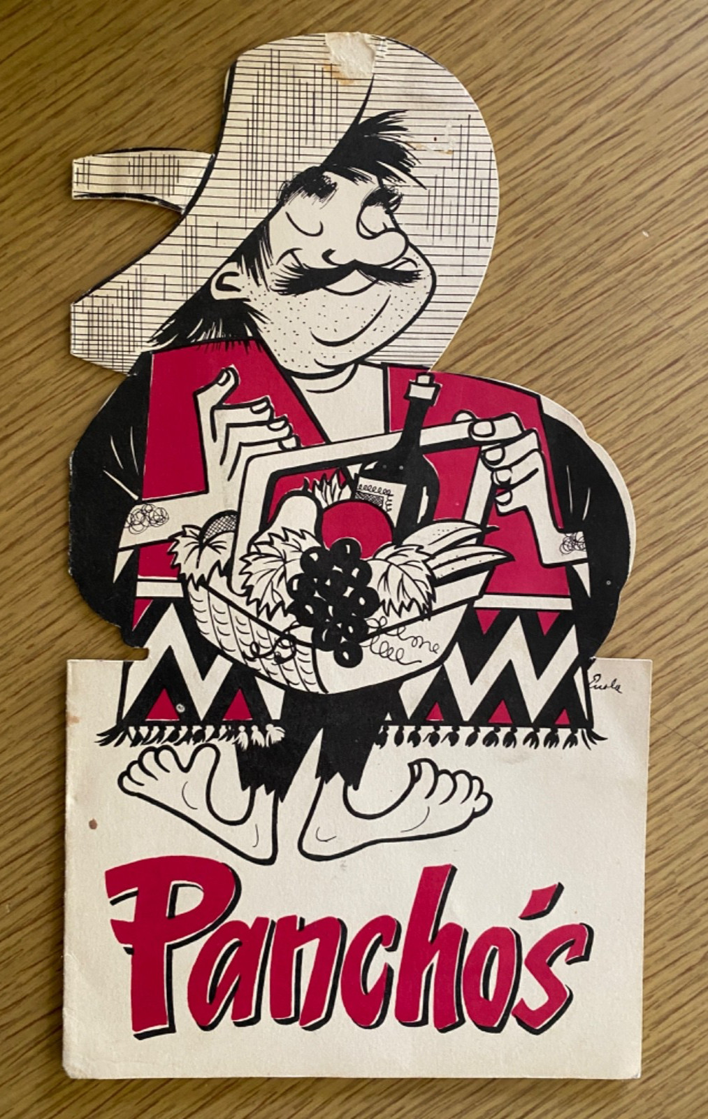 1950s Pancho's Mexican Restaurant Vintage Mexican Dining Die-Cut Menu Seattle WA