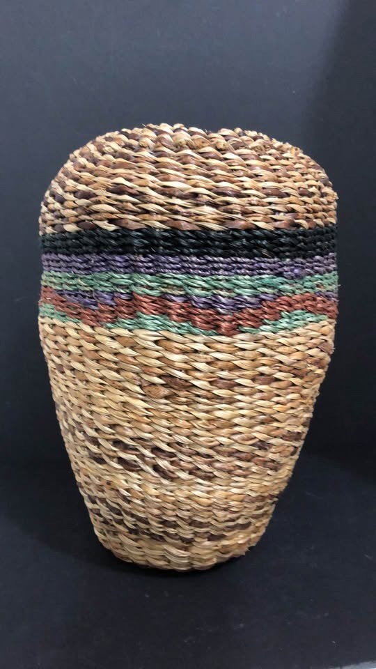 Vintage Handwoven Sea Grass Basket   /