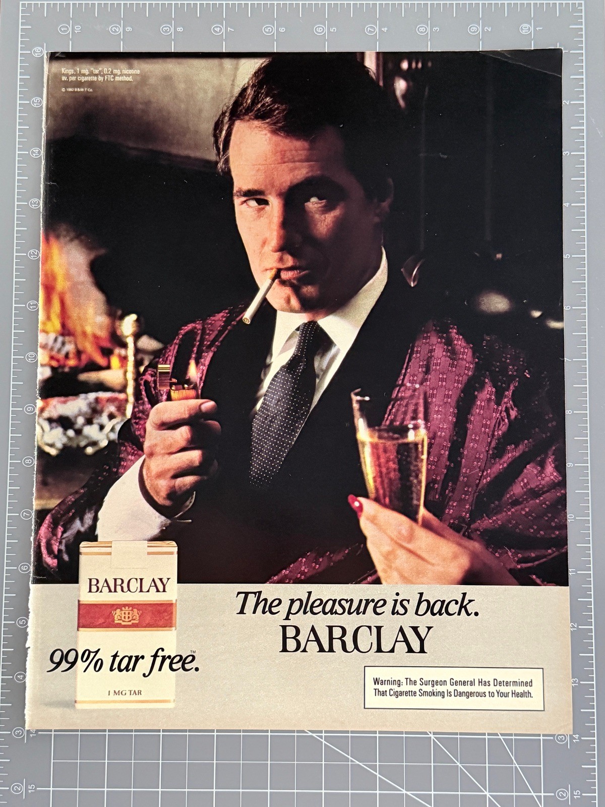 1982 Barclay Cigarettes 99% Tar Free Vintage LIFE Magazine Print Ad
