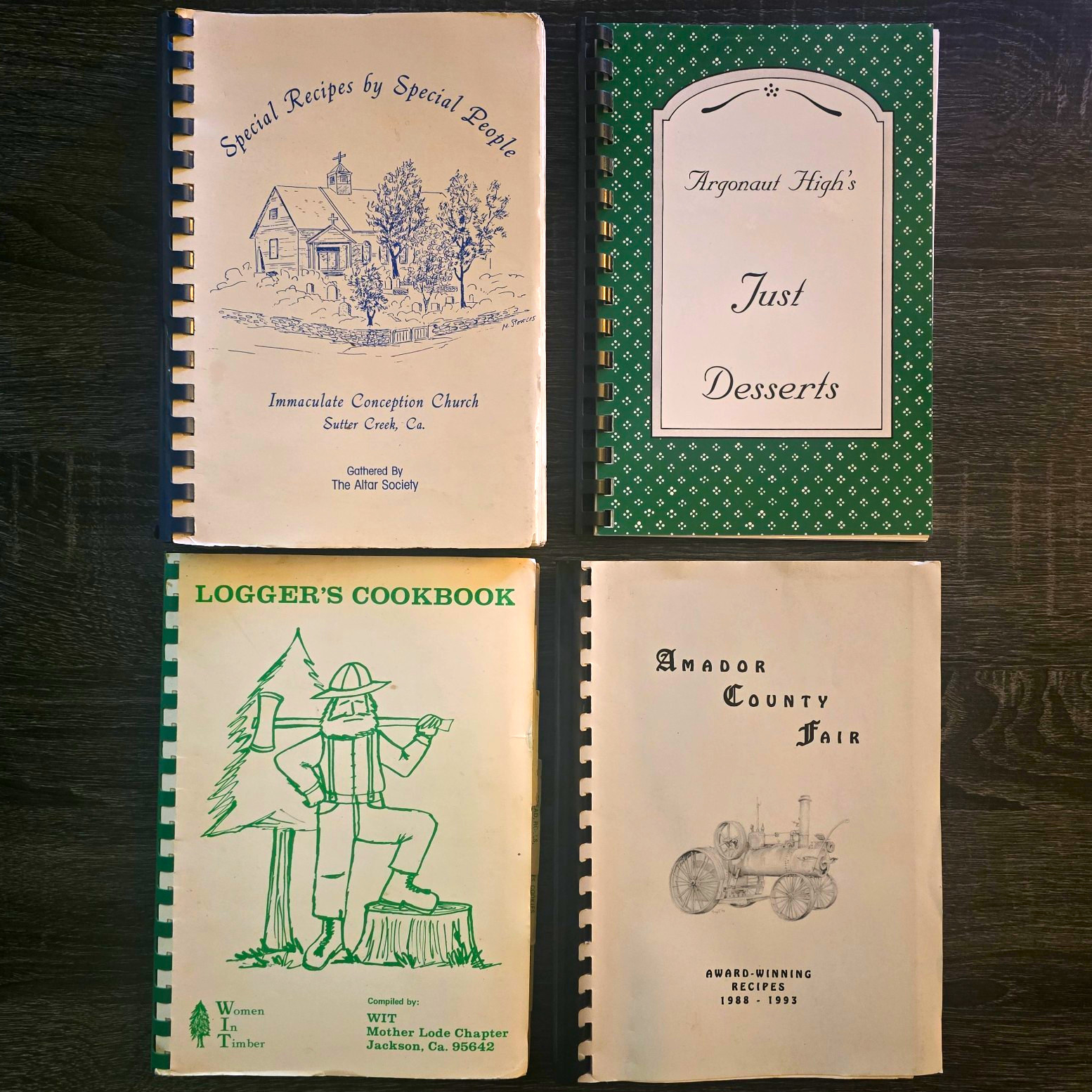 4 Vintage Amador County CA Cookbooks Sutter Creek Jackson Argonaut High Fair Cal