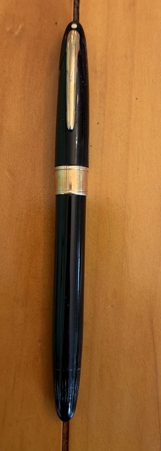 Vtg Sheaffer Statesman Black Fountain Pen 14k Nib White Dot Untested As Is