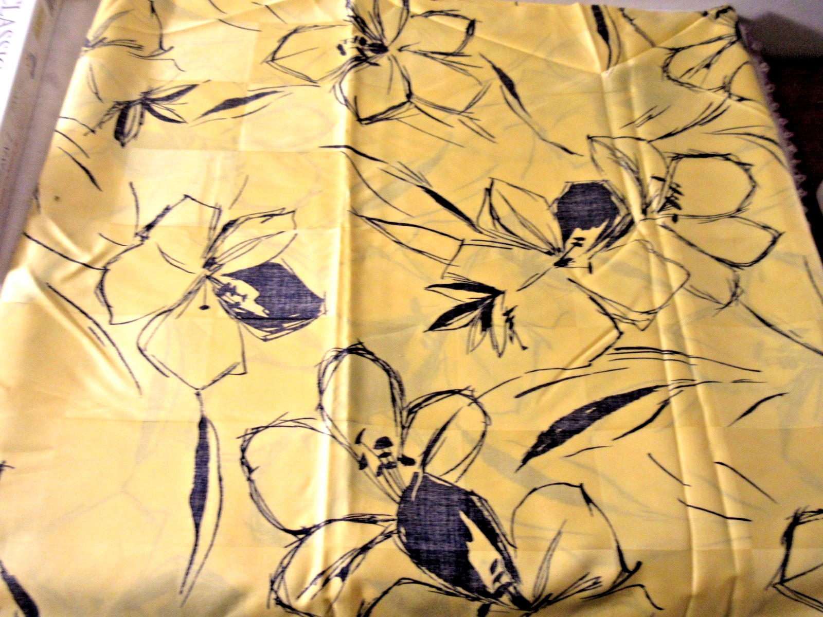 VTG Thompson of California YELLOW FLORAL ABSTRACT Cotton Fabric 5 Yd X 44\